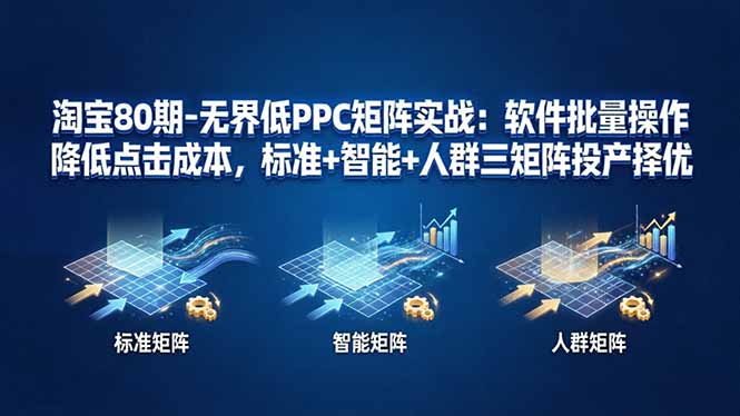 无界低PPC矩阵实战：软件批量操作降低点击成本，标准+智能+人群三矩阵投产择优