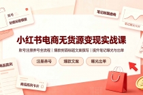 小红书电商无货源变现实战课，账号注册养号全流程，爆款封面标题文案撰写提升笔记曝光与出单