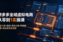 拼多多全域虚拟电商从零到1实操课：平台入驻+选品+自动上架+阿奇索配置+自动发货全流程