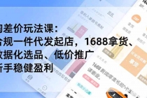 淘差价玩法课：合规一件代发起店，1688拿货、数据化选品、低价推广，新手稳健盈利(更新6月)