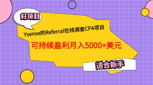 Ysense的Referral在线调查CPA项目持续盈利月入5000+美元-大大网-资源下载站