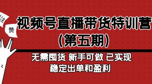 视频号直播带货特训营（第五期）无需囤货 新手可做 已实现稳定出单和盈利