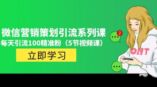 价值百万的微信营销策划引流系列课，每天引流100精准粉（5节视频课）