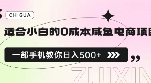 适合小白的0成本咸鱼电商项目，一部手机，教你如何日入500+的保姆级教程