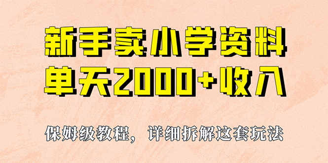 卖小学资料，实现单天2000+，实操项目，保姆级教程+资料+工具
