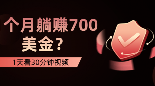 1天看30分钟视频，1个月躺赚700美金？