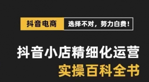 抖音小店 精细化运营-百科全书，保姆级运营实战讲解