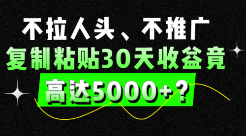 不拉人头、不推广，复制粘贴30天收益竟高达5000+？