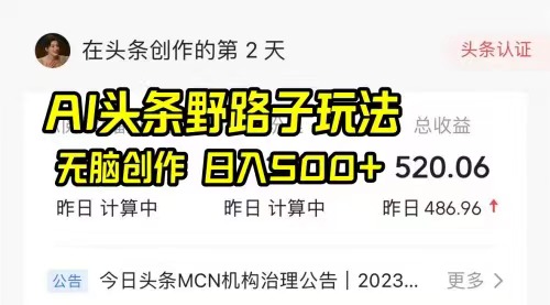 今日头条中视频懒人玩法，不配音，日入五百➕