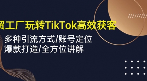 外贸工厂玩转TikTok高效获客，多种引流方式/账号定位/爆款打造/全方位讲解