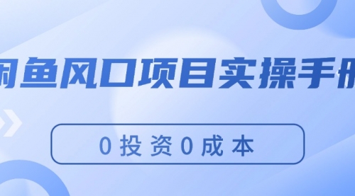 闲鱼风口项目实操手册，0投资0成本，让你做到，月入过万