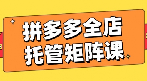 拼多多全店托管矩阵课，盈利动销玩法，高效计划设置，提升店铺效益
