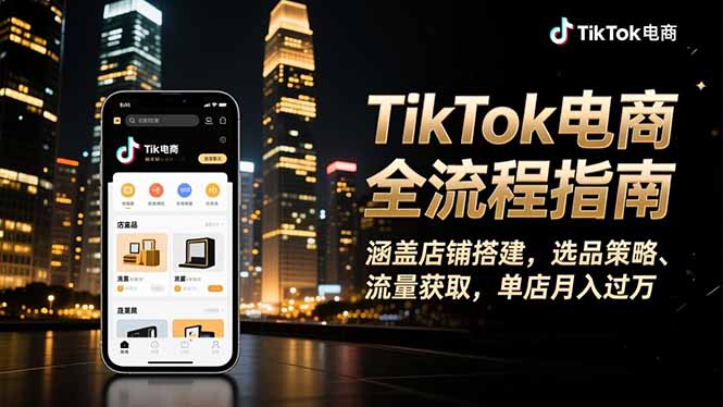 TikTok电商全流程指南，涵盖店铺搭建、选品策略、流量获取