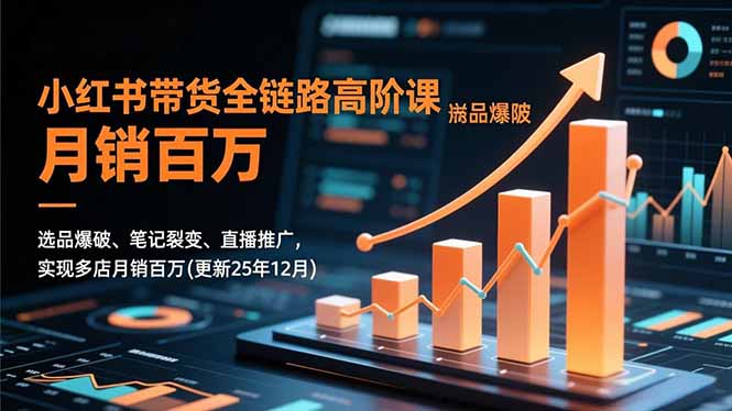 小红书带货全链路高阶课，选品爆破、笔记裂变、直播推广，实现多店月销百万